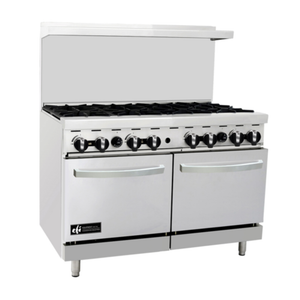 Étiquette alternative : EFI Sales Ltd. RCTRS-8B-P 48" Cuisinière commerciale au gaz à huit brûleurs cuisinière de restaurant en acier inoxydable à 8 brûleurs avec double four