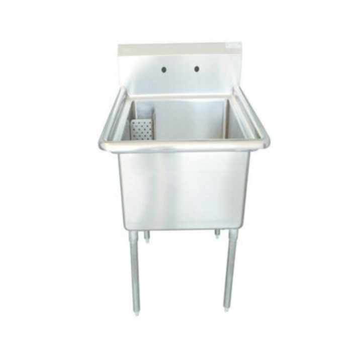 Alt Tag: EFI Sales Ltd. SI818-1N 23-Inch One Compartment Stainless Steel Sink commercial corner drain sink with backsplash