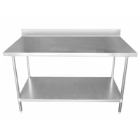 Alt Tag: EFI Sales Ltd. TB3084 84" Stainless Steel Top Commercial Work Table with backsplash and undershelf for commercial kitchen prep