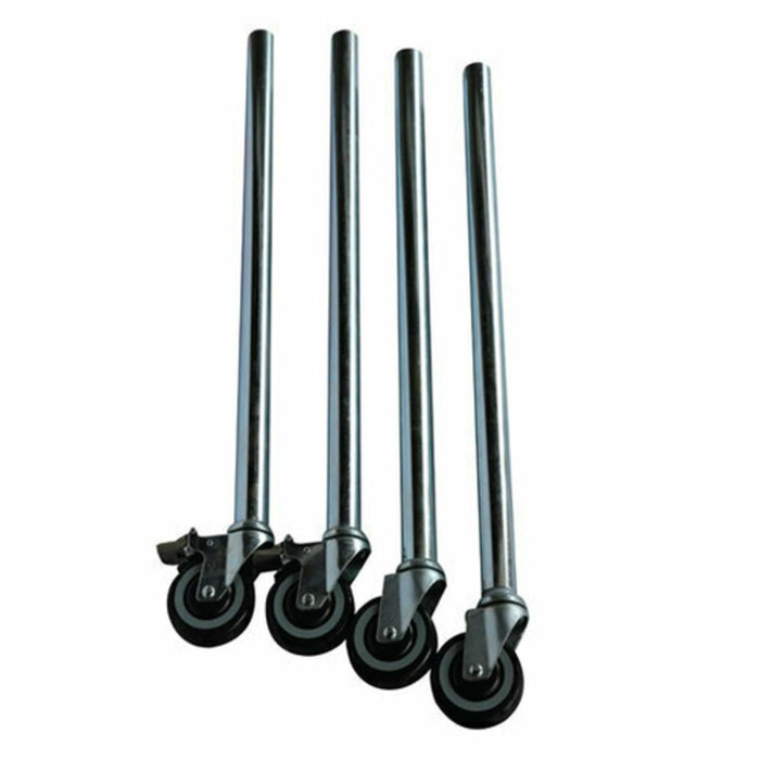 Alt Tag: EFI Sales Ltd. TSL30 34-Inch Height Stainless Steel Legs Set with four adjustable stainless table legs and casters for commercial worktables