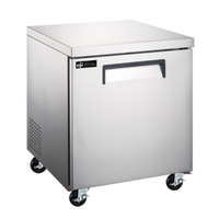 Alt Tag: EFI Sales Ltd. X-LINE 27-Inch Undercounter Solid Door Freezer stainless steel undercounter commercial freezer on casters