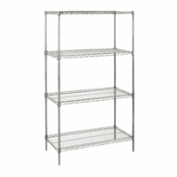 Alt Tag: EFI Sales N-S1472C 72" Wide Bright Chrome Wire Shelving 4-tier wire rack for commercial storage and retail display