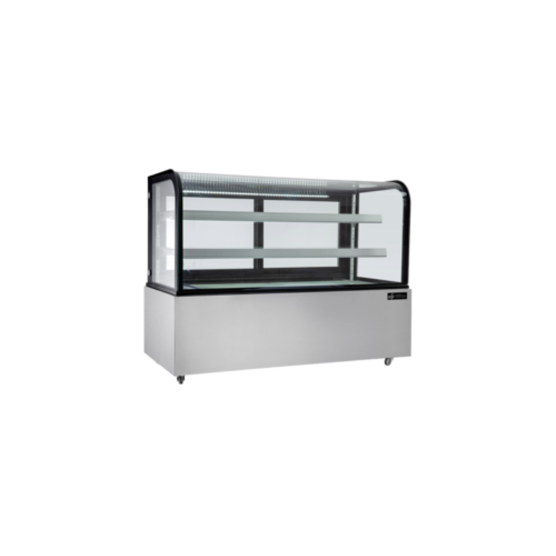 Alt Tag: EFI Sales Ltd. 60.6 Inch Neutral Showcase Rounded Top Display Case stainless steel rounded glass ambient bakery display case