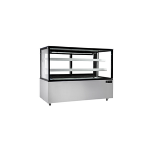 Alt Tag: EFI Sales Ltd. 60.6" Stainless Steel Neutral Showcase Display Case ambient glass bakery display with shelves, stainless base