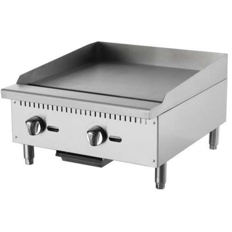 EFI Ventes RCTMG-24N planche manuelle de comptoir au gaz naturel de 24" plaque commerciale en acier inoxydable avec deux boutons de contrôle