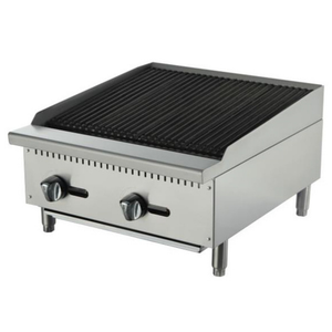EFI Sales 24 Inch Countertop Gas Radiant Charbroiler for Restaurants stainless steel commercial countertop gas charbroiler with two knobs