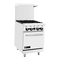 EFI Sales 24-inch Four Burner Heavy Duty Gas Restaurant Range commercial gas range with 4 burners and oven, front view