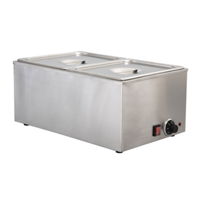 Alt Tag: EFI Sales SA-FWHALF 21 Litre Countertop Food Pan Warmer stainless steel buffet bain marie with two lidded pans