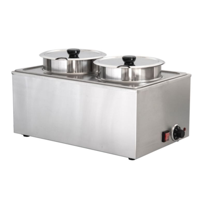 Alt Tag: EFI Sales SA-FWROUND 14 Litre Countertop Round Pot Food Warmer stainless steel 2-round-pot countertop soup sauce warmer
