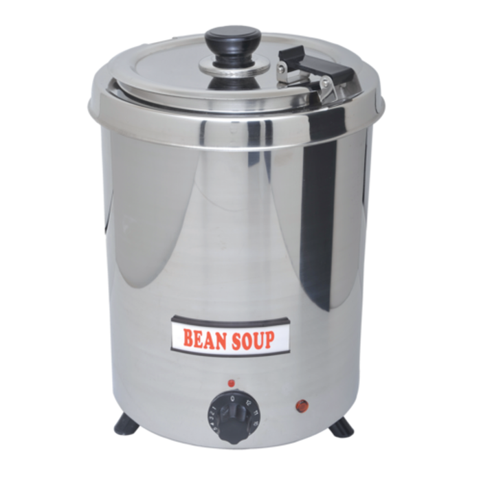 EFI Sales SA-SKCYSS57 Bouilloire en acier inoxydable de 6 quarts pour bouilloire en acier inoxydable avec couvercle, cadran temporaire et étiquette de soupe aux haricots