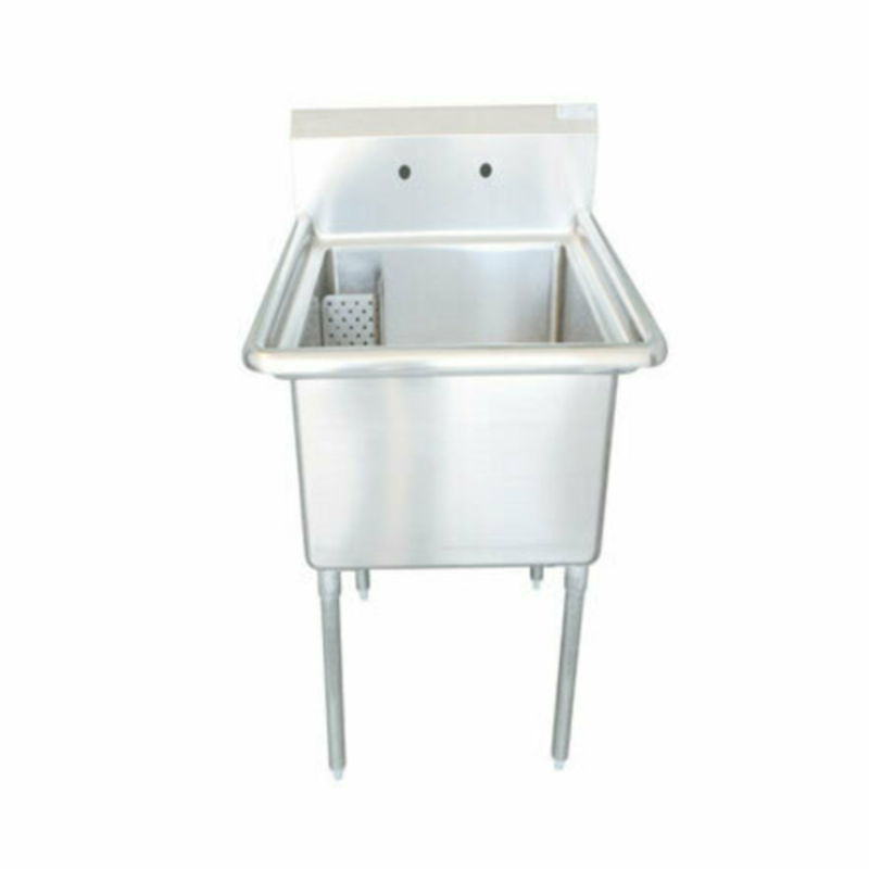 Alt Tag: EFI Sales SI818-1NC 23" One Compartment Stainless Steel Commercial Sink with center drain, 18-gauge Type 304 stainless steel