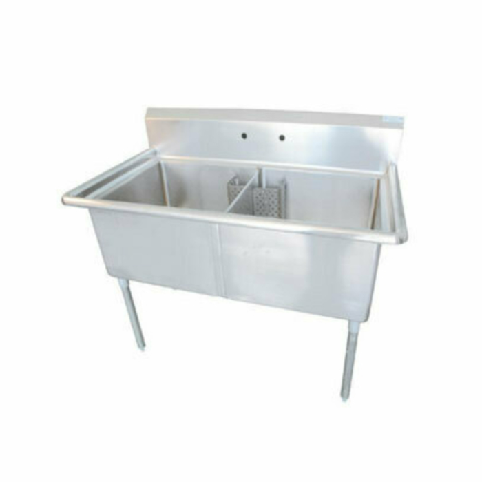 Étiquette alternative : EFI Sales SI818-2NC 41" Évier en acier inoxydable à deux compartiments évier centre de cuisine commerciale 18-gauge 304 acier inoxydable