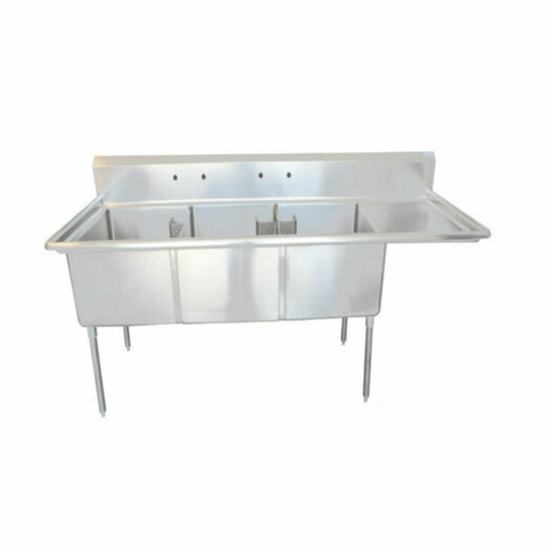 EFI Sales SI824-3R évier de 100 pouces à angle à trois compartiments évier de cuisine commercial en acier inoxydable avec trois lavabos