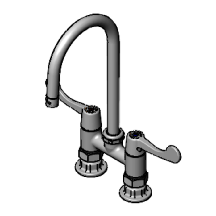 Alt Tag: EFI Sales SIF-F4DW05 4-Inch Deck Mount Mixing Faucet Gooseneck 5-inch swivel gooseneck spout with lever handles
