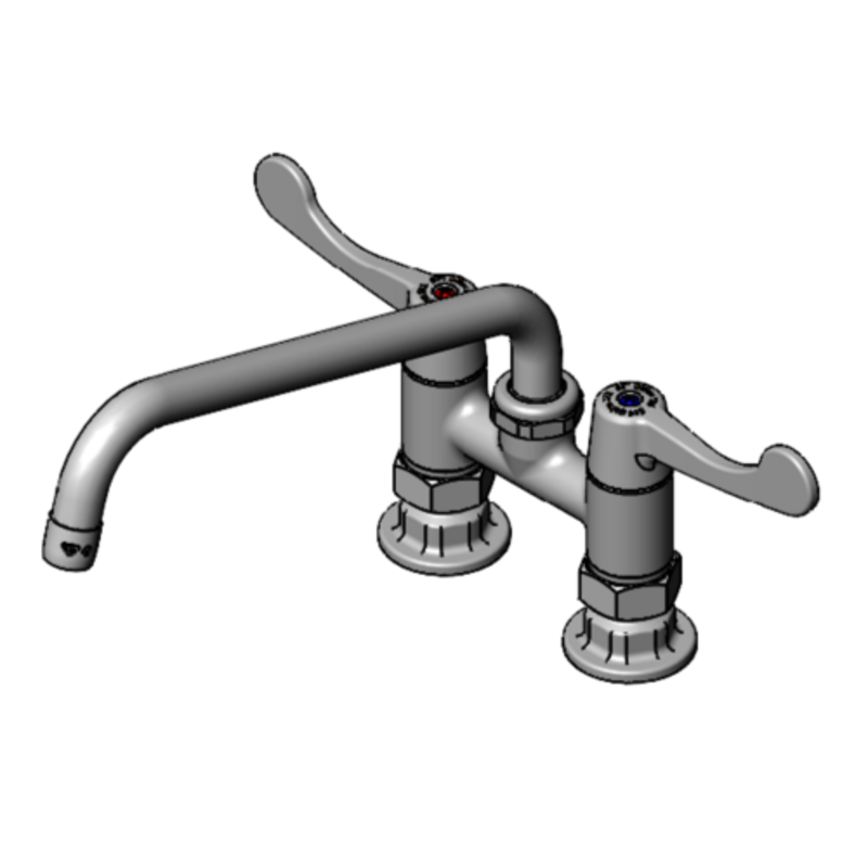 Alt Tag: EFI Sales SIF-F4DW10 Deck Mount Mixing Faucet 10" Spout commercial deck-mount faucet with dual lever handles