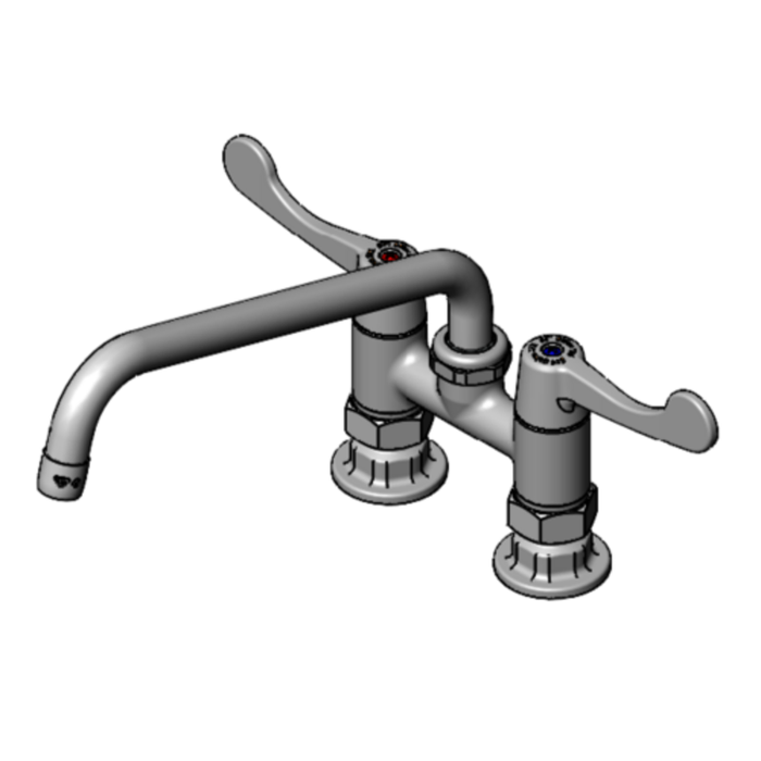 Alt Tag: EFI Sales SIF-F4DW10 Deck Mount Mixing Faucet 10" Spout commercial deck-mount faucet with dual lever handles