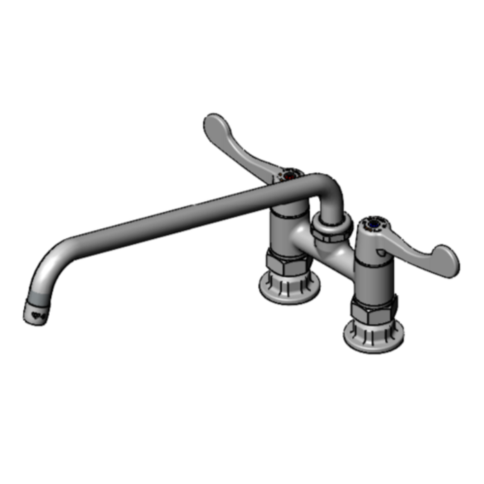 EFI Sales SIF-F4DW14 Deck Mount Mixing Faucet 14" Swing Nozzle commercial kitchen faucet with 4" deck mount and dual lever handles