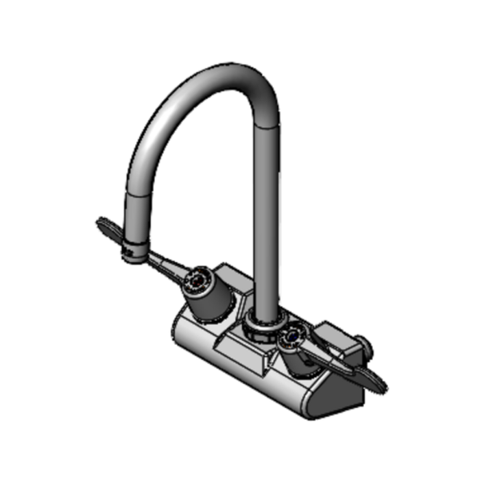Alt Tag: EFI Sales SIF-F4WW05 Wall Mount Mixing Faucet with 5" Gooseneck commercial wall-mount faucet with dual handles