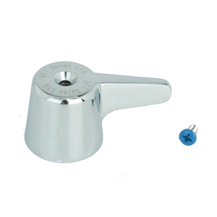 Alt Tag: EFI Sales SIF-LVR Durable Faucet Lever Handle Replacement Kit chrome lever handle with blue screw for commercial faucet repair