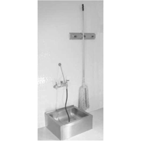 EFI Sales SIM2510 Floor Mounted Stainless Steel Service Mop Sink in commercial janitorial area with wall faucet and mop holder
