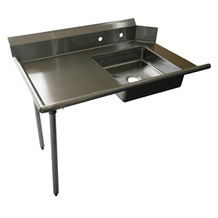 Alt Tag: EFI Sales 96-inch Heavy-Duty Stainless Steel Soiled Dish Table with right-side sink and backsplash for commercial kitchens