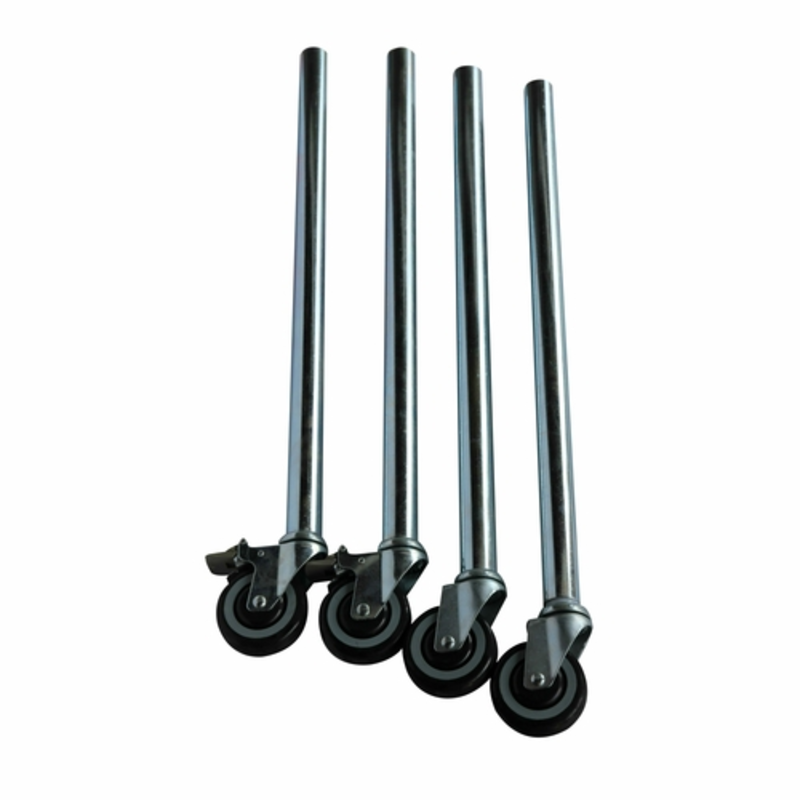 Alt Tag: EFI Sales Ltd. TCL34 Stainless Steel Table Legs with Casters Set - stainless steel worktable legs with swivel caster wheels