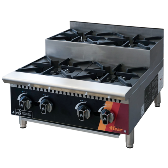 Tag alternatif : EFI Sales Versa Heat 24" plaque chauffante au gaz à 4 brûleurs à gaz à plat chauffante au gaz de cuisine commerciale avec design step-up