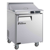Alt Tag: EFI Sales Versa Premier 27 Inch Refrigerated Sandwich Prep Table stainless steel commercial sandwich prep table on casters