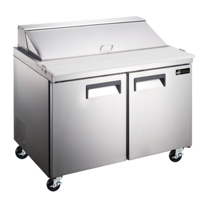 EFI Sales X-Line 36 Inch Refrigerated Sandwich Salad Prep Table stainless steel 2-door refrigerated salad/sandwich prep table on casters