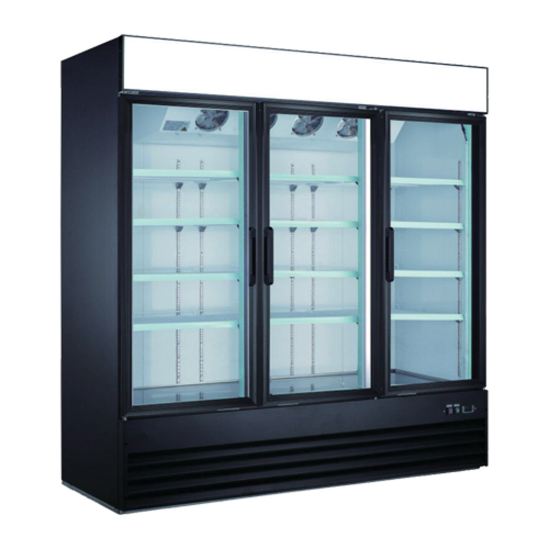 Tag alternatif : EFI Sales X-LINE 78 pouces pour congélateur à porte en verre noir, vitrine 3 portes avec tablettes éclairées