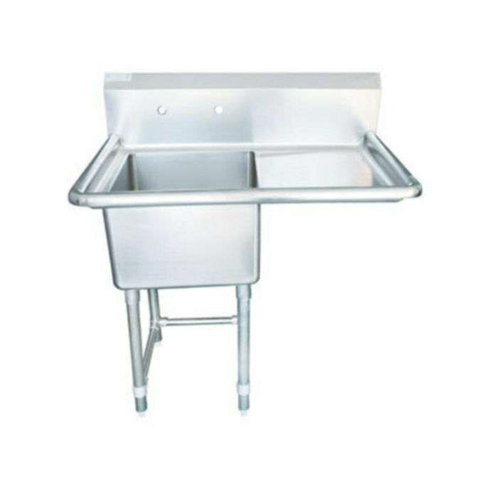 Alt Tag: EFI SI818-1R 44.5 Inch One Compartment Corner Drain Commercial Sink stainless steel corner drain prep sink