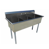 Three Compartment Prep Sink Featuring Durable Stainless Steel Construction For Commercial Kitchen Use.