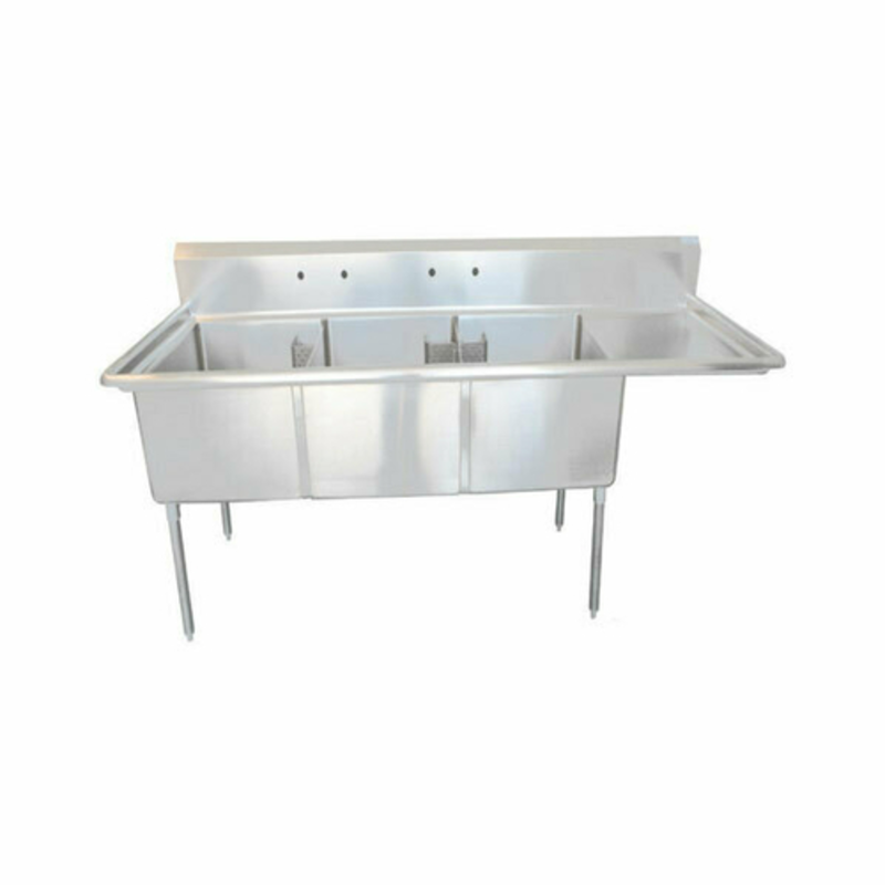 EFI SI818-3RC Three Compartment Prep Sink With Right Drainboard Ideal For Commercial Kitchens
