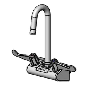 Alt Tag: EFI SIF-F4WW03 4" Center Wall Mount Mixing Faucet Gooseneck Spout commercial kitchen wall mount faucet with gooseneck spout