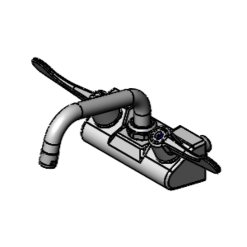 4 Inch Wall Mount Faucet With Swivel Nozzle Illustration, Ideal For Commercial Kitchens And Utility Sinks.