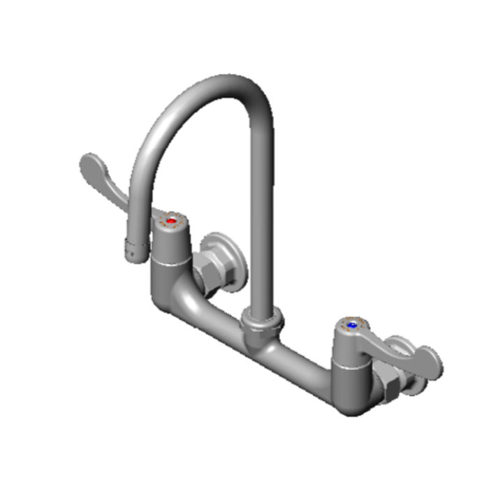 Alt Tag: Efi SIF-F8WW05 8" Wall Mount Mixing Faucet with Gooseneck Spout commercial wall-mounted faucet with lever handles