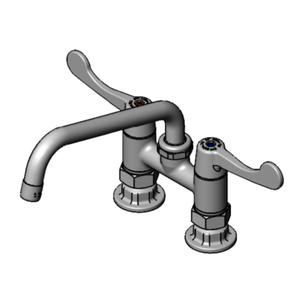 EFI Sifon SIF-F4DW08 Commercial 8-inch Deck Mount Brass Faucet, 8-inch Spout with dual lever handles, 8-inch deck mount