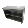 Open Front Stainless Steel Dish Cabinet With Two Shelves For Easy Access To Dinnerware