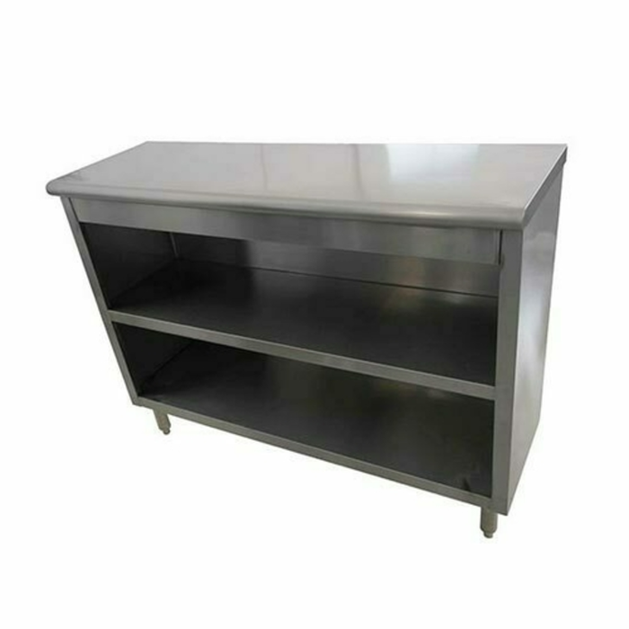 EFI TDC1596 96" Wide Heavy-Duty Stainless Steel Open Dish Cabinet open-front commercial kitchen storage cabinet with shelves
