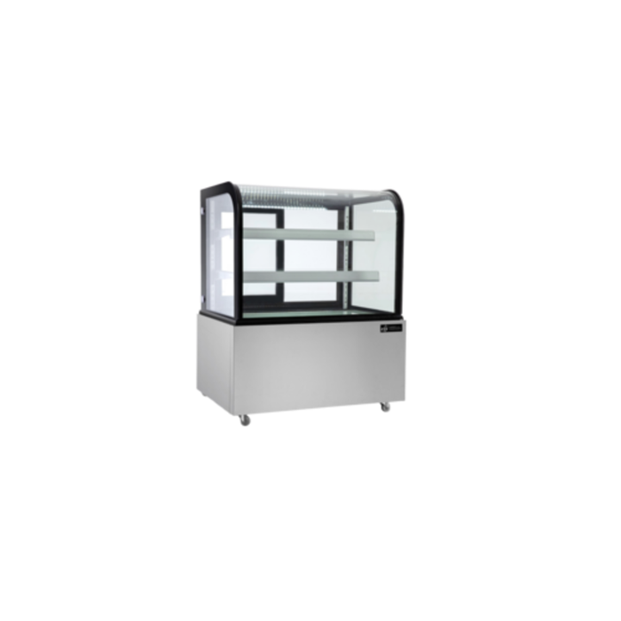 Alt Tag: EFI Versa Display NDCGRM-3648 37" Neutral Showcase Ambient Case glass countertop bakery pastry display cabinet with shelves