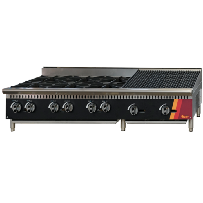 EFI Versa Heat 60" Countertop Gas Combination Griddle Charbroiler 60-inch commercial countertop cooktop with hot plate and charbroiler