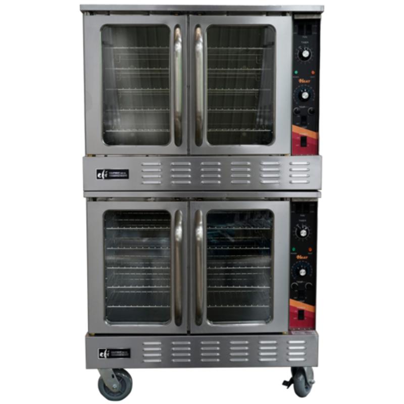 Alt Tag: EFI Versa Heat Double Deck Electric Convection Oven 10 Racks with glass doors, dual cavities, stainless steel commercial bakery oven