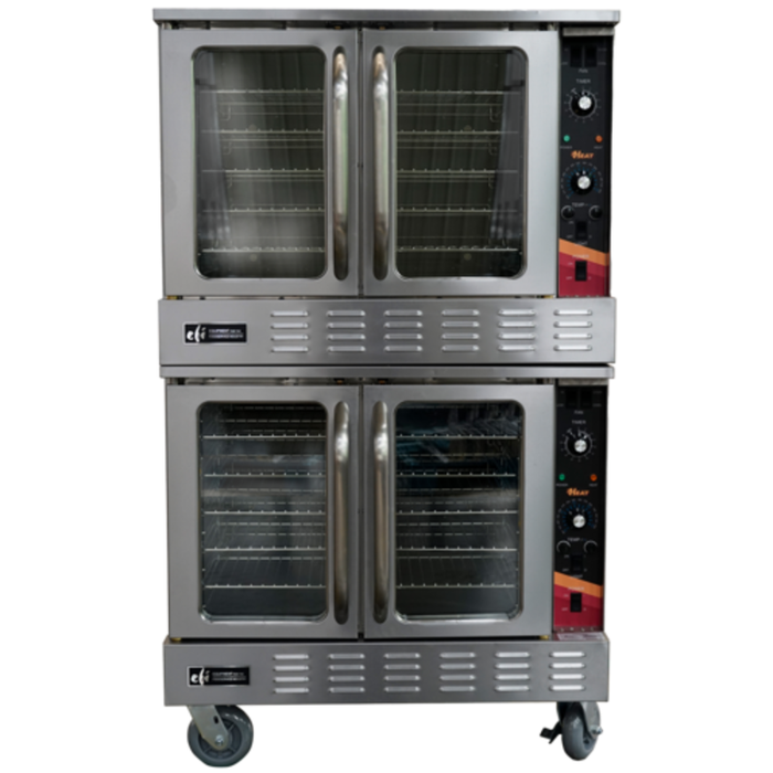 Alt Tag: EFI Versa Heat Double Deck Electric Convection Oven 10 Racks with glass doors, dual cavities, stainless steel commercial bakery oven