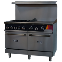 Étiquette alternative : EFI Versa-Heat HRG48-24GM-4B-P 48 » au gaz propane 48 » avec plaque de cuisson manuelle, cuisinière en acier inoxydable à 4 brûleurs avec four