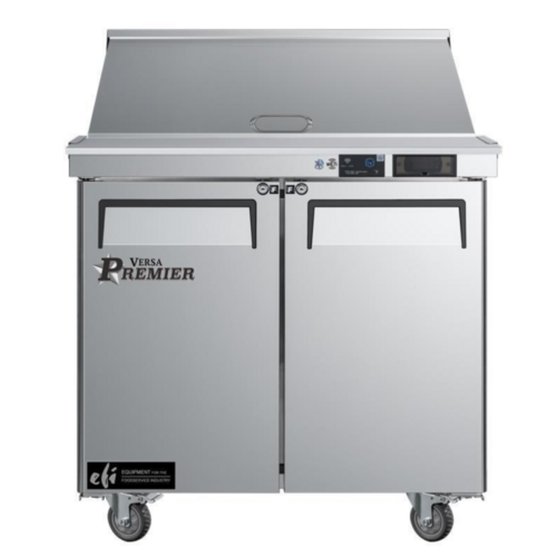 EFI Versa Premier 36" Two Door Mega Top Sandwich Prep Table stainless steel commercial salad prep cooler with two doors