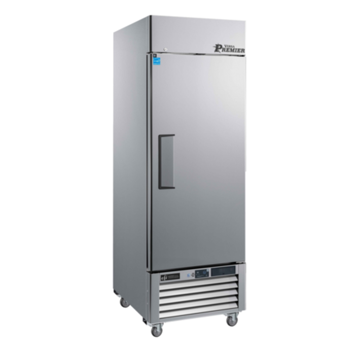 EFI Versa Premier 27 Inch Stainless Steel Single Door Refrigerator commercial reach-in cooler with front handle and casters