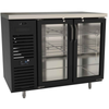 48 Inch Back Bar Refrigerator With Double Glass Doors And Stainless Steel Top