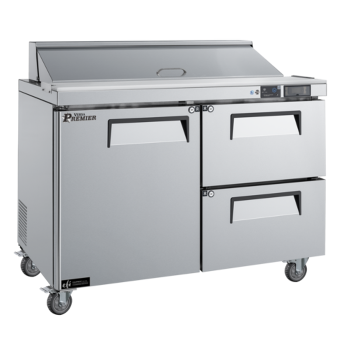 Alt Tag: EFI Versa Premier CSDW2-48VCP 48" Refrigerated Sandwich Prep Table stainless steel commercial 2-door 1-drawer unit