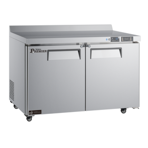 Alt Tag: EFI Versa Premier 48-inch Two-Door Refrigerated Worktop Counter Cooler stainless steel two-door commercial kitchen prep counter