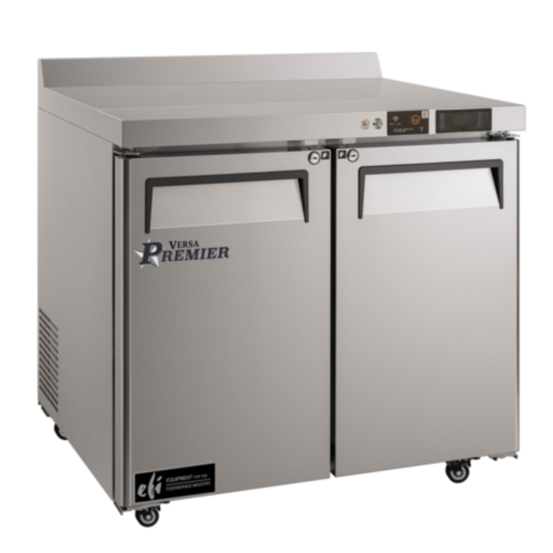 Alt Tag: EFI FWDR2-36VCP 36 Inch Two Door Stainless Steel Worktop Freezer with two doors, stainless worktop, commercial kitchen freezer